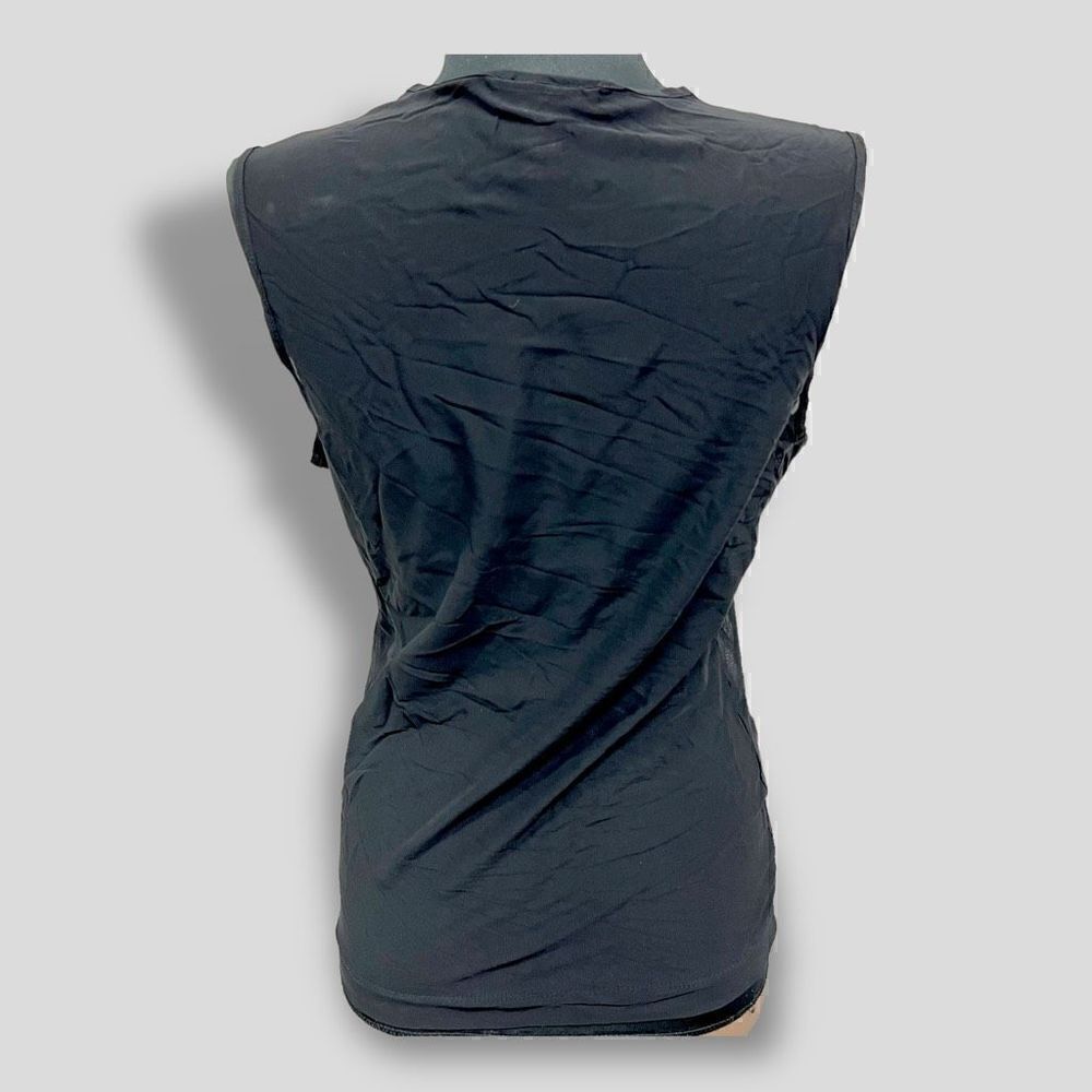 NWOT y2k vintage deadstock Express tank sheer black with floral embroidery sz L - Picture 4 of 12